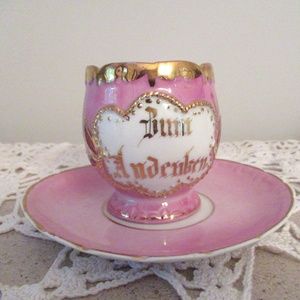 Bunn Andenken Pink, white & gold gilded tea cup